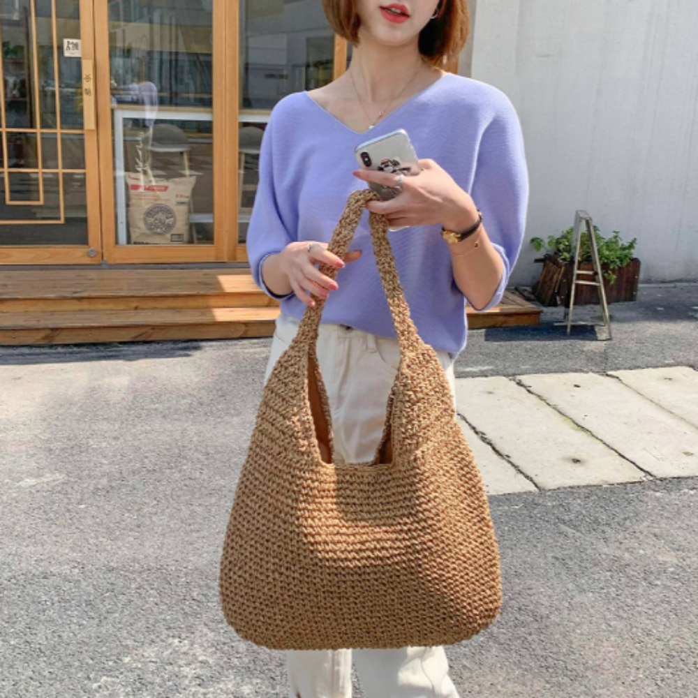 Summer Shoulder Straw Tote - Stylemz