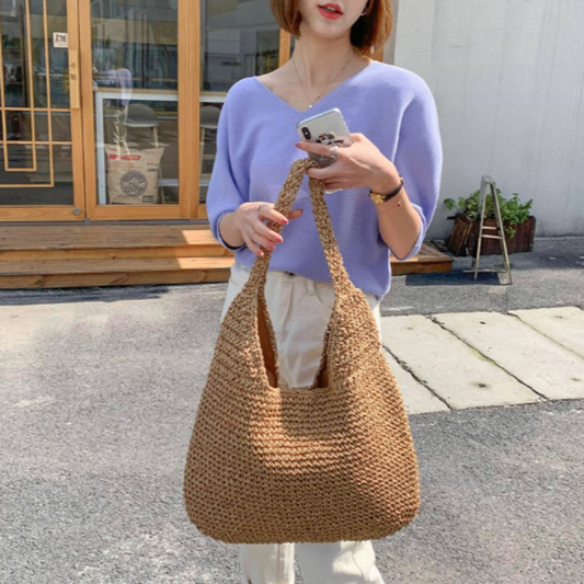 Summer Shoulder Straw Tote - Stylemz