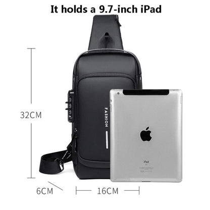 Cross Body Antitheft Shoulder Bag with Lock and USB Port