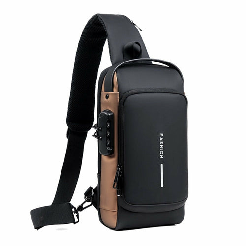 Cross Body Antitheft Shoulder Bag with Lock and USB Port