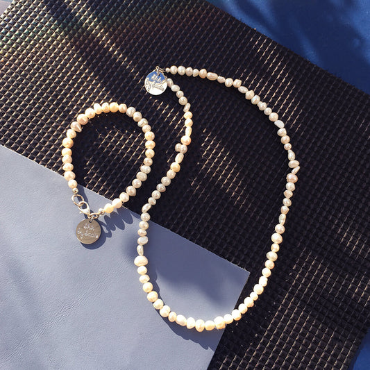 Skinny Pearl Necklace and Bracelet Set for Elegant Style