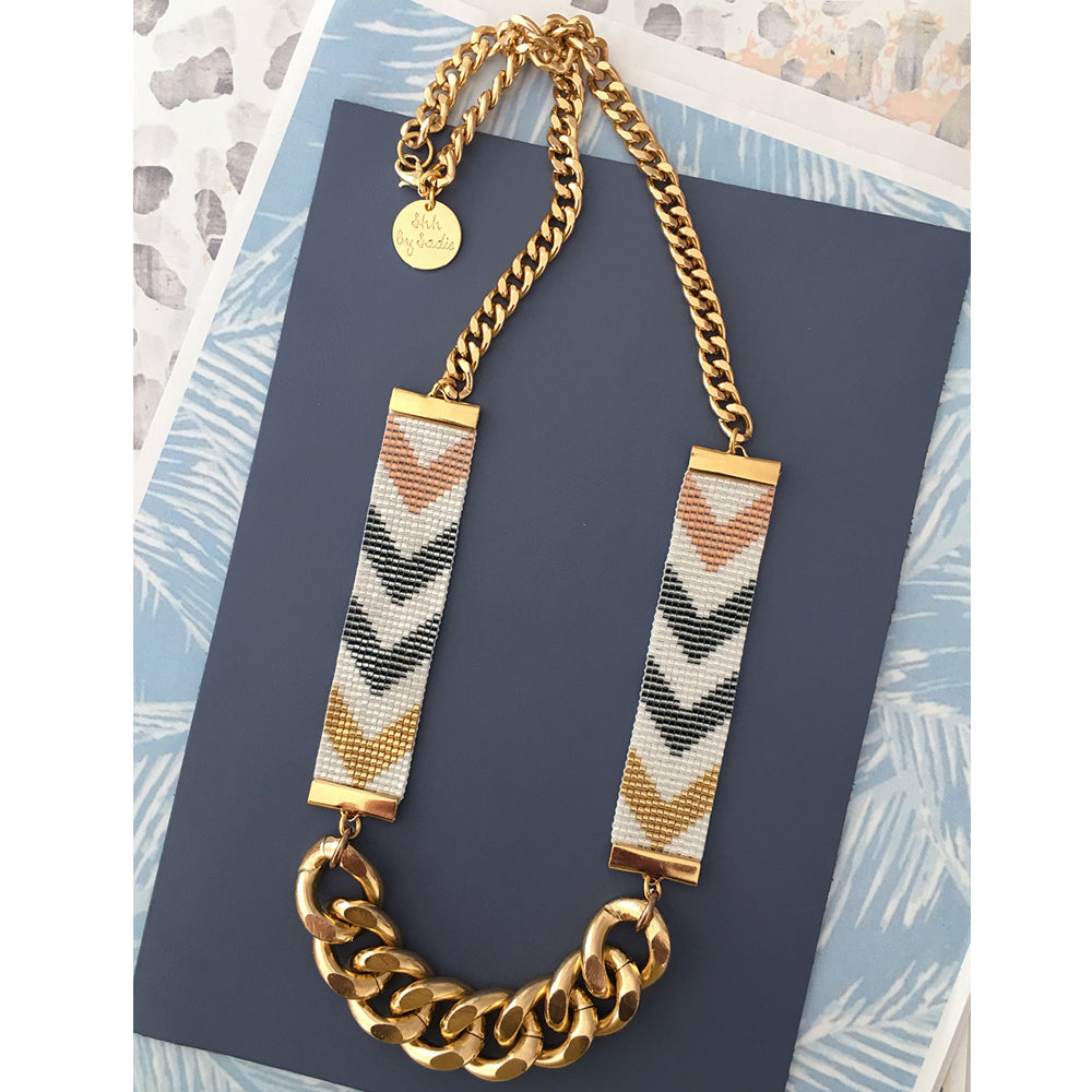 Chevron D'or Necklace - Short with Gold Plated Clamps