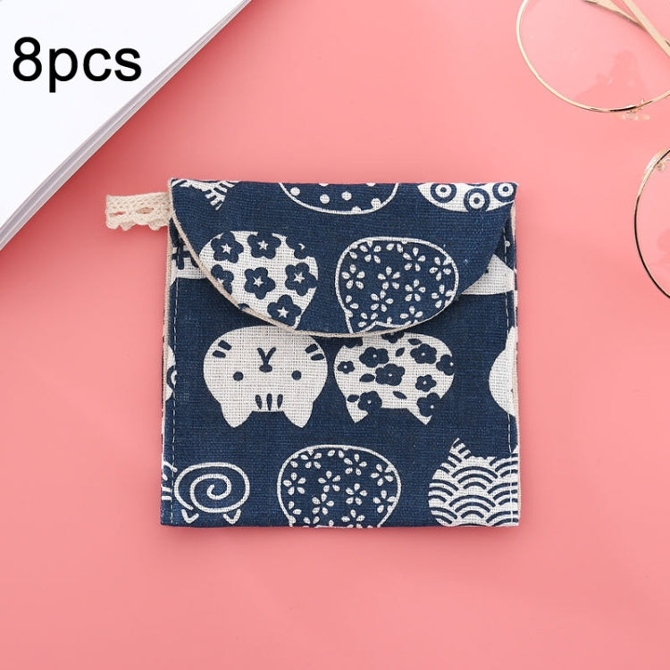 8pcs Cotton and Linen Sanitary Napkin Storage Bag Handy Clutch - Stylemz