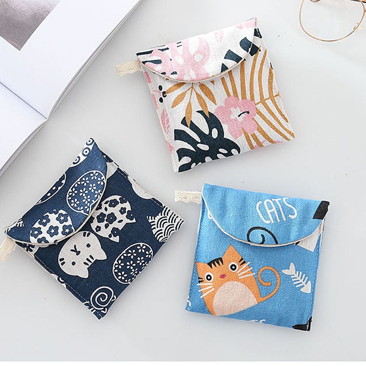 8pcs Cotton and Linen Sanitary Napkin Storage Bag Handy Clutch - Stylemz