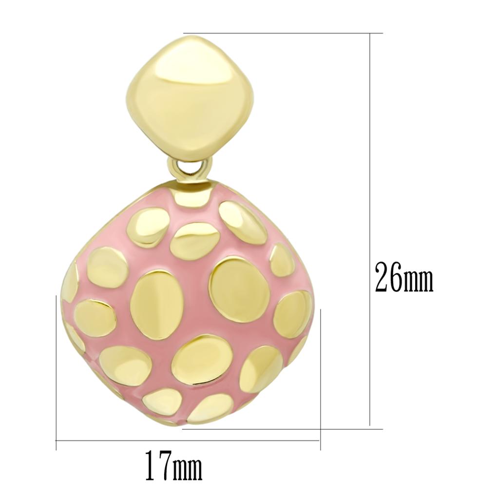 TK1502 - IP Gold Stainless Steel Earrings with Light Rose Epoxy