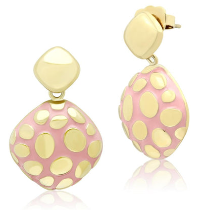 TK1502 - IP Gold Stainless Steel Earrings with Light Rose Epoxy