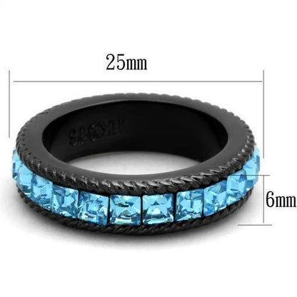 TK1867 - IP Black Stainless Steel Ring with Top Grade Crystal