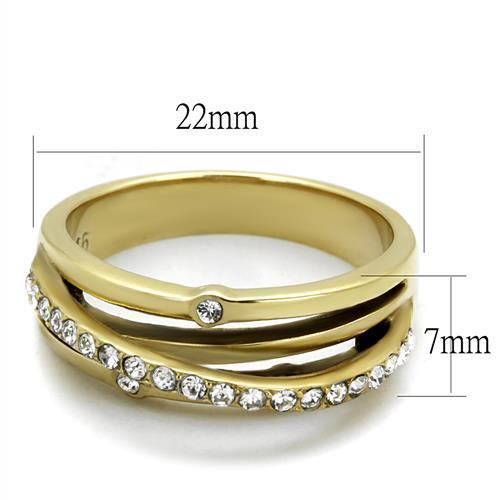 TK2611 - IP Gold Stainless Steel Ring with Top Grade Crystal