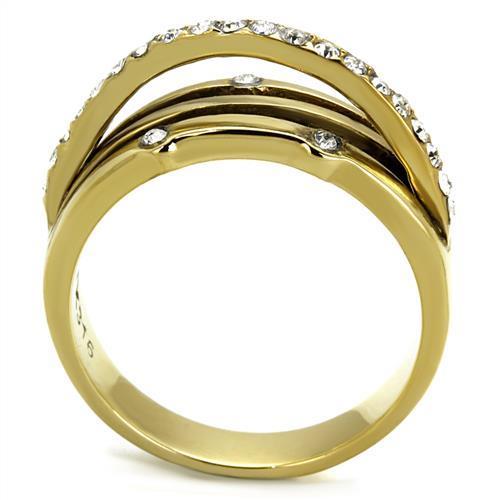 TK2611 - IP Gold Stainless Steel Ring with Top Grade Crystal