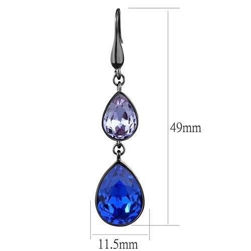 TK2706 - IP Light Black Stainless Steel Earrings with Top