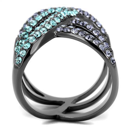 TK2766 - IP Light Black Stainless Steel Ring with Top Grade