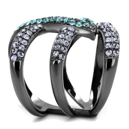 TK2766 - IP Light Black Stainless Steel Ring with Top Grade