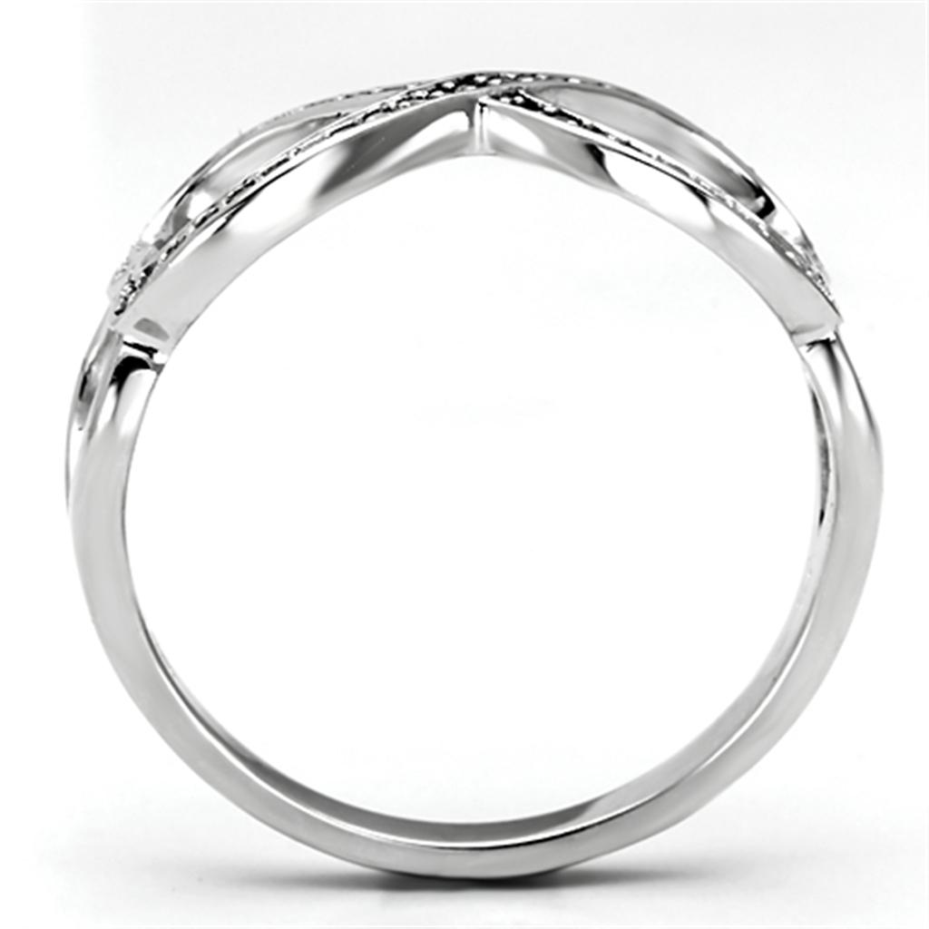 TS088 Rhodium 925 Sterling Silver Ring with Clear AAA CZ