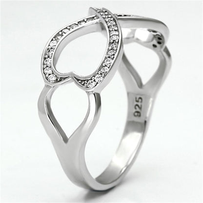 TS088 Rhodium 925 Sterling Silver Ring with Clear AAA CZ