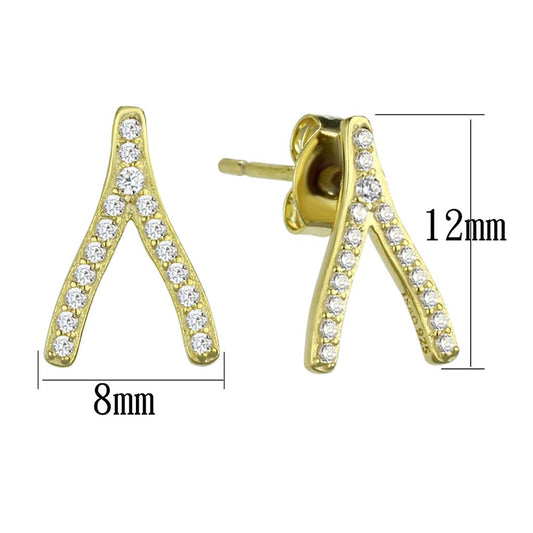 TS443 Gold 925 Sterling Silver Earrings with CZ Clear