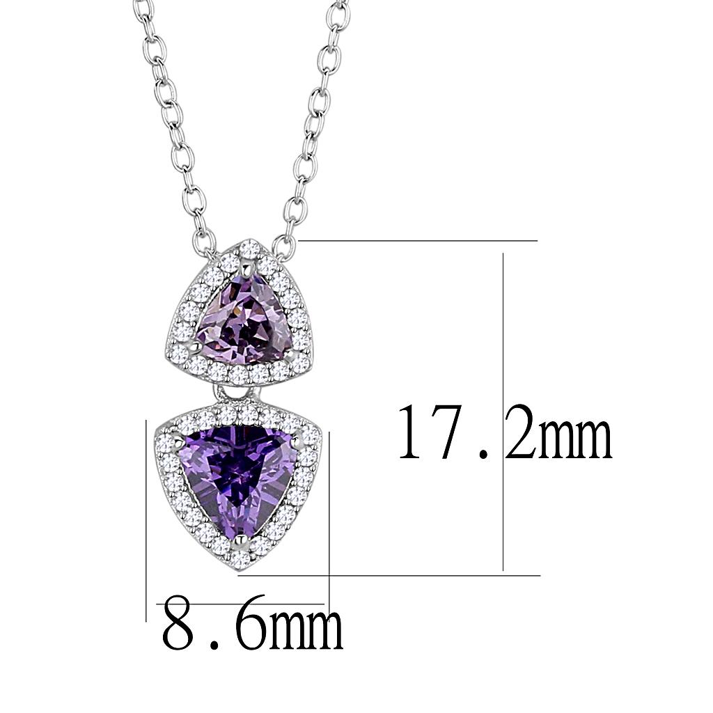 TS607 Rhodium 925 Sterling Silver Pendant with AAA CZ