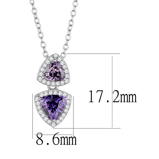 TS607 Rhodium 925 Sterling Silver Pendant with AAA CZ