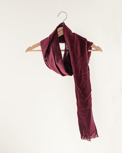 Dark Plum Linen Scarf - Soft, Lightweight Accessory