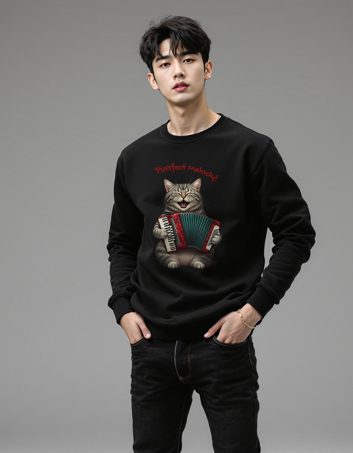 Long-sleeve - Korea -  Perfect Harmony Unisex Midweight Softstyle Fleece Crewneck Sweatshirt  - StyleMZ