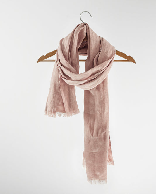 Pale Pink Linen Scarf - Lightweight & Soft Accessory