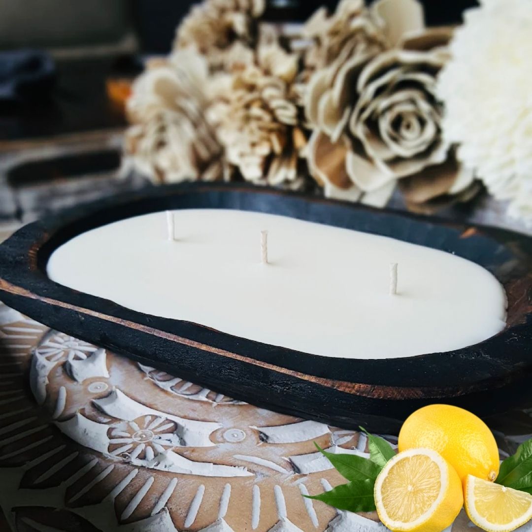 Black Dough Bowl Fresh Squeezed Lemons Scent Candle