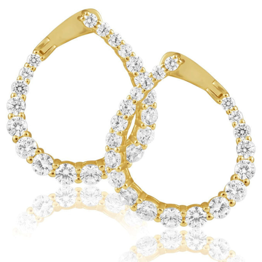 Naomi CZ Earring-Large 18K Gold Plated Hypoallergenic