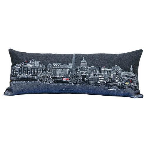 Washington DC Pillow with Embroidered Monuments Design