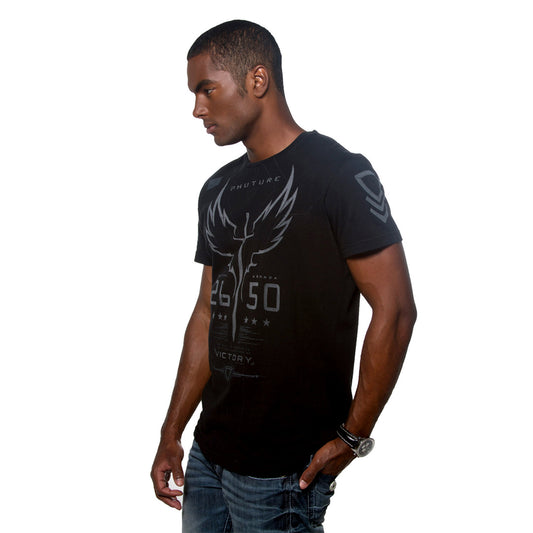 Victory GT Black Graphic Tee with Flocked Wings Design