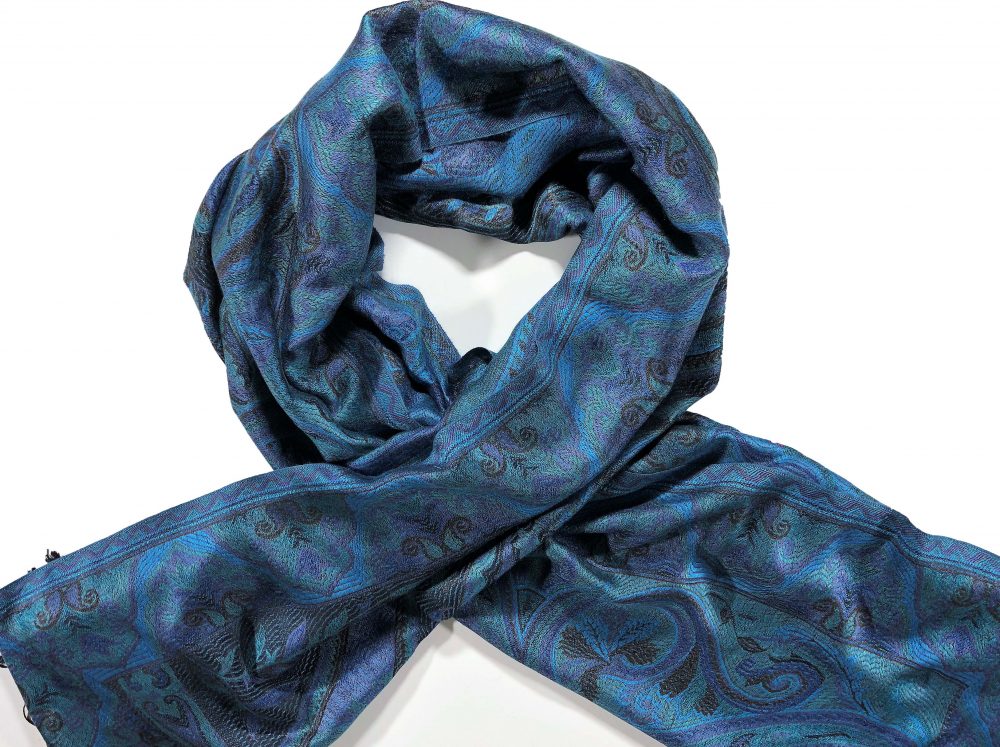 Blue/Green Jamawar Pashmina - Stylemz