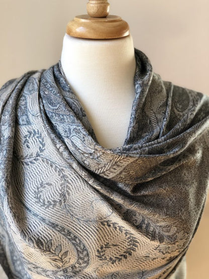 Gray Jamawar Pashmina Scarf - Stylemz