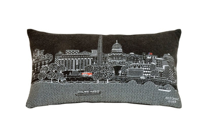 Washington DC Pillow with Embroidered Monuments Design