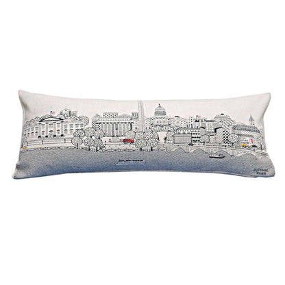 Washington DC Pillow with Embroidered Monuments Design