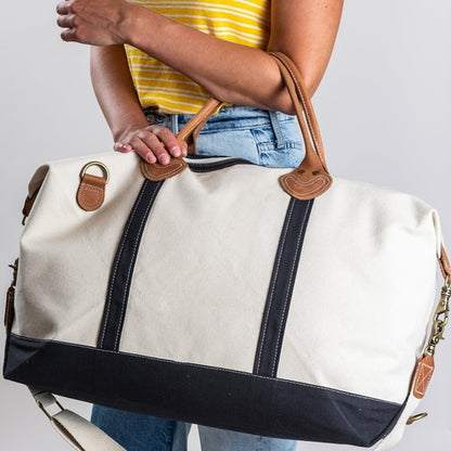 Stylish Weekender Duffel with Leather Trim and Personalization