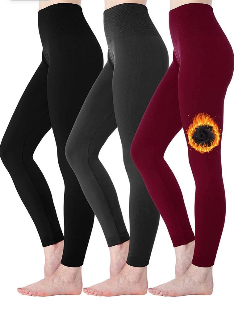 3 Pack Women’s Fleece Lined Leggings High Waist Stretchy Warm