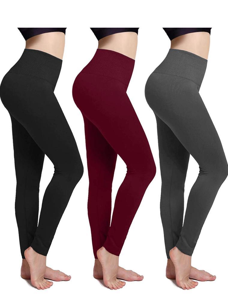 3 Pack Women’s Fleece Lined Leggings High Waist Stretchy Warm