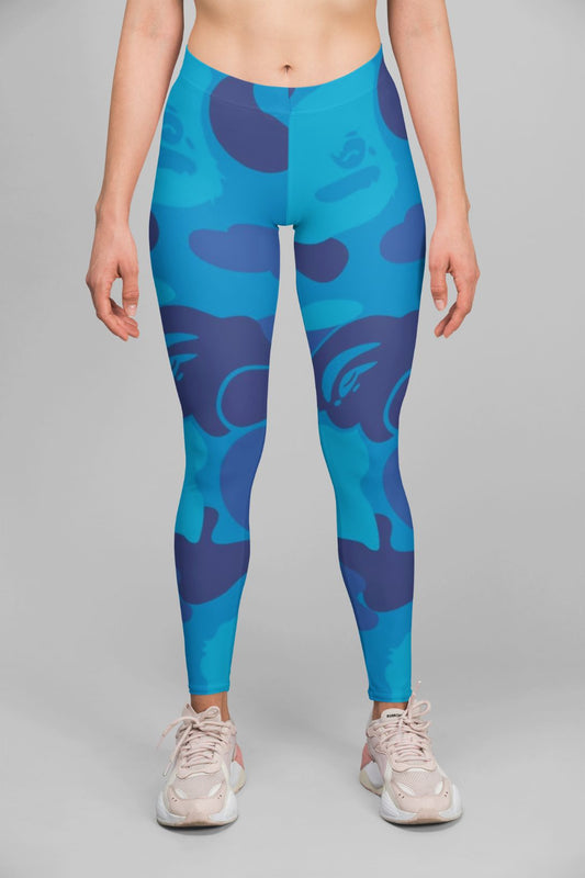 Alpine Blue Retro Leggings for Performance and Style