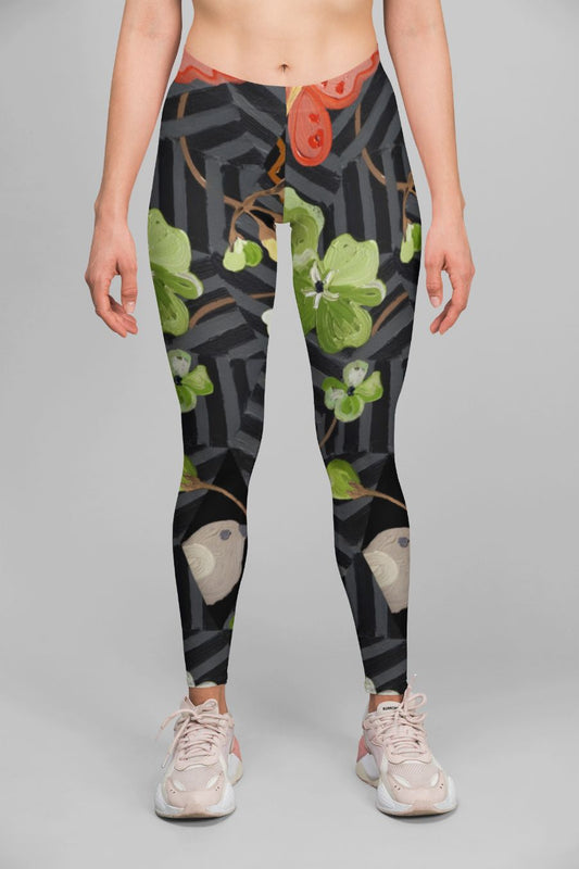 Alpine Flower Pot Leggings for Breathable Workout Comfort