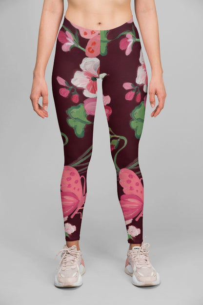 Alpine Pink Flowers Leggings for Breathable Comfort and Fit