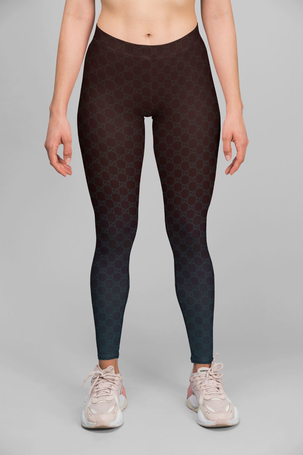 Blue Brand Pattern Leggings for Comfortable Activewear Fit