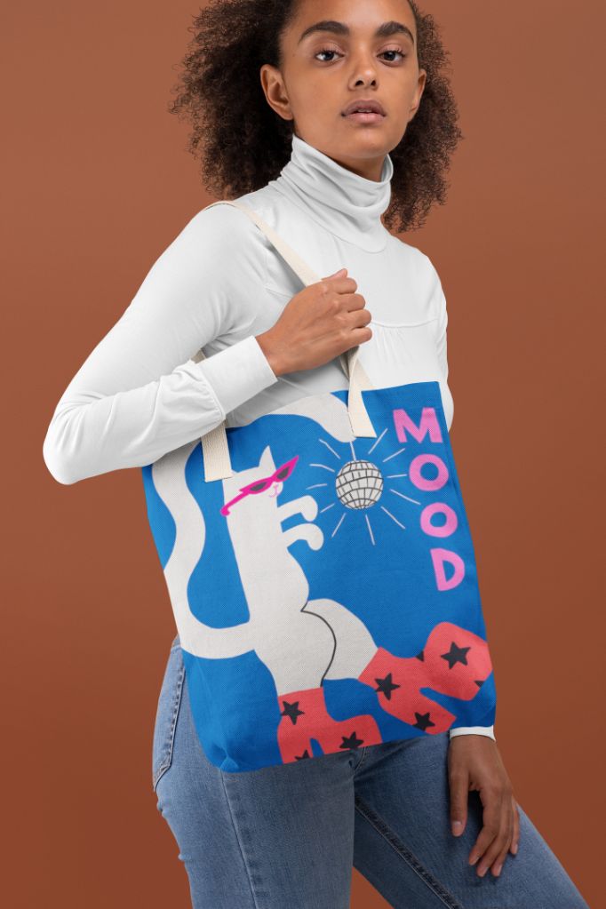 Mood Cat Tote Bag for Stylish Beach Days and Everyday Use