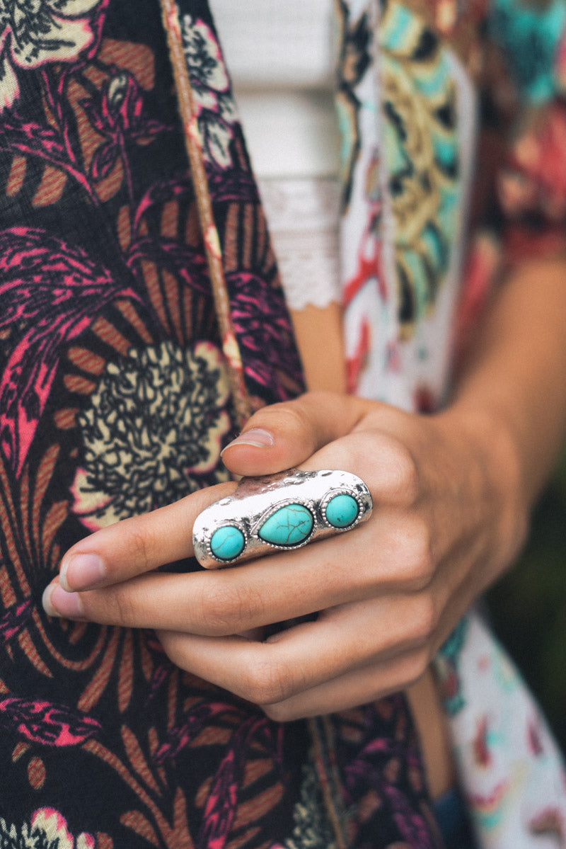 Waterfall Droplet Turquoise Stone Ring for Stunning Style