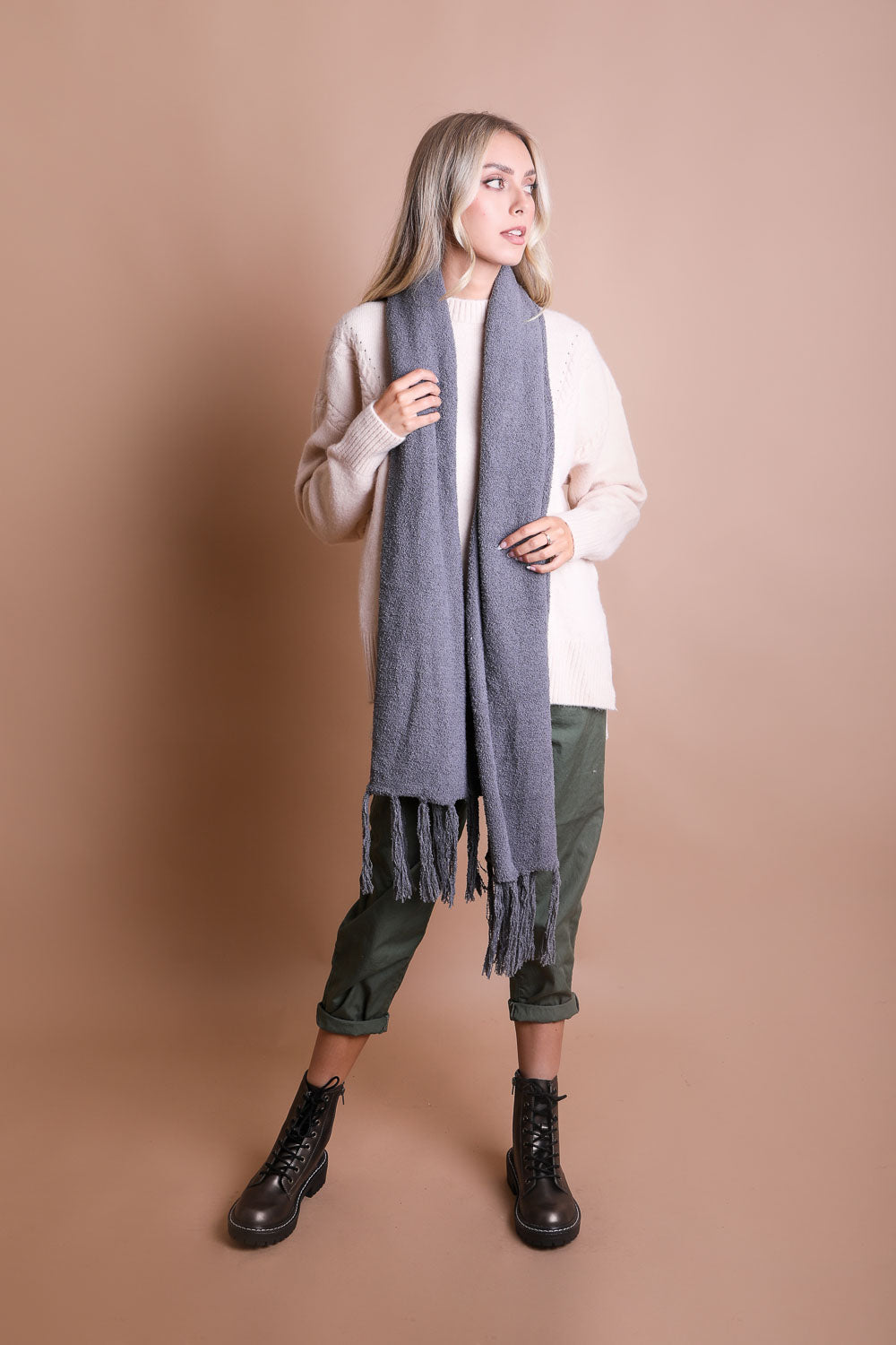 Ultra-Soft Boucle Tassel Scarf - Stylemz