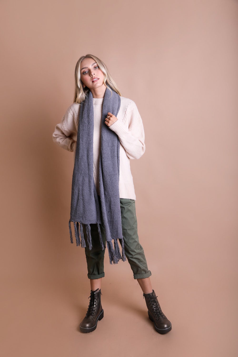 Ultra-Soft Boucle Tassel Scarf - Stylemz