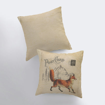 Fox Postcard Pillow Cover | Farmhouse Decor Accent Home