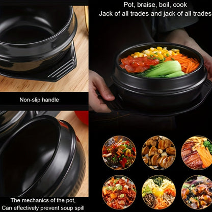 Heat-Resistant Ceramic Bibimbap Bowl for Outdoor Cooking