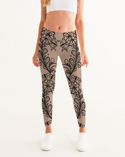 Black & Nude Lace Women's Yoga Pants for Active Comfort