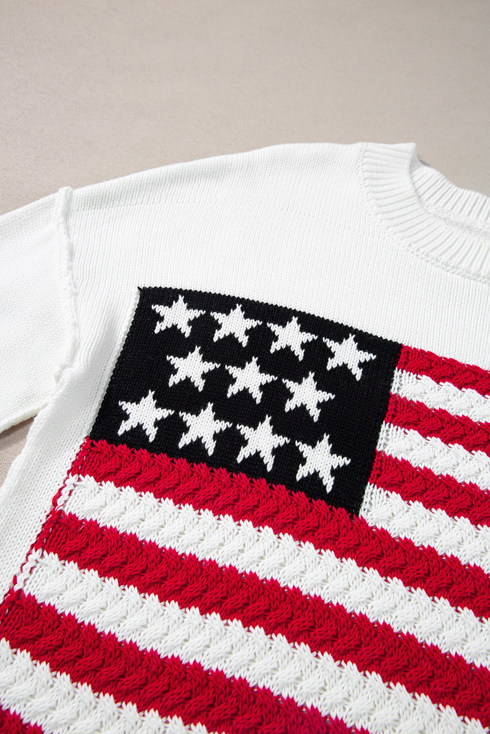 Lakelyn American Flag Sweater with Cozy Cable Knit Design