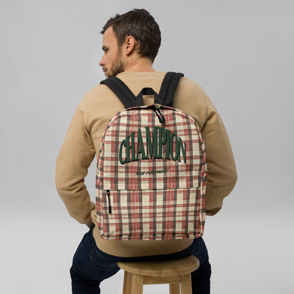 Burnt red plaid Backpack  - Korea  - StyleMZ