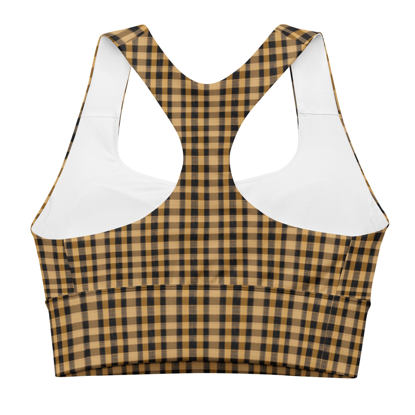 Golden Harvest Plaid Recycled Longline Sports Bra  - Korea  - StyleMZ