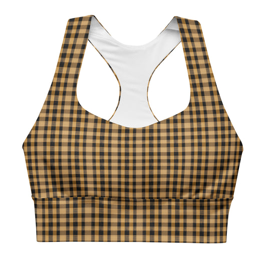 Golden Harvest Plaid Recycled Longline Sports Bra  - Korea  - StyleMZ